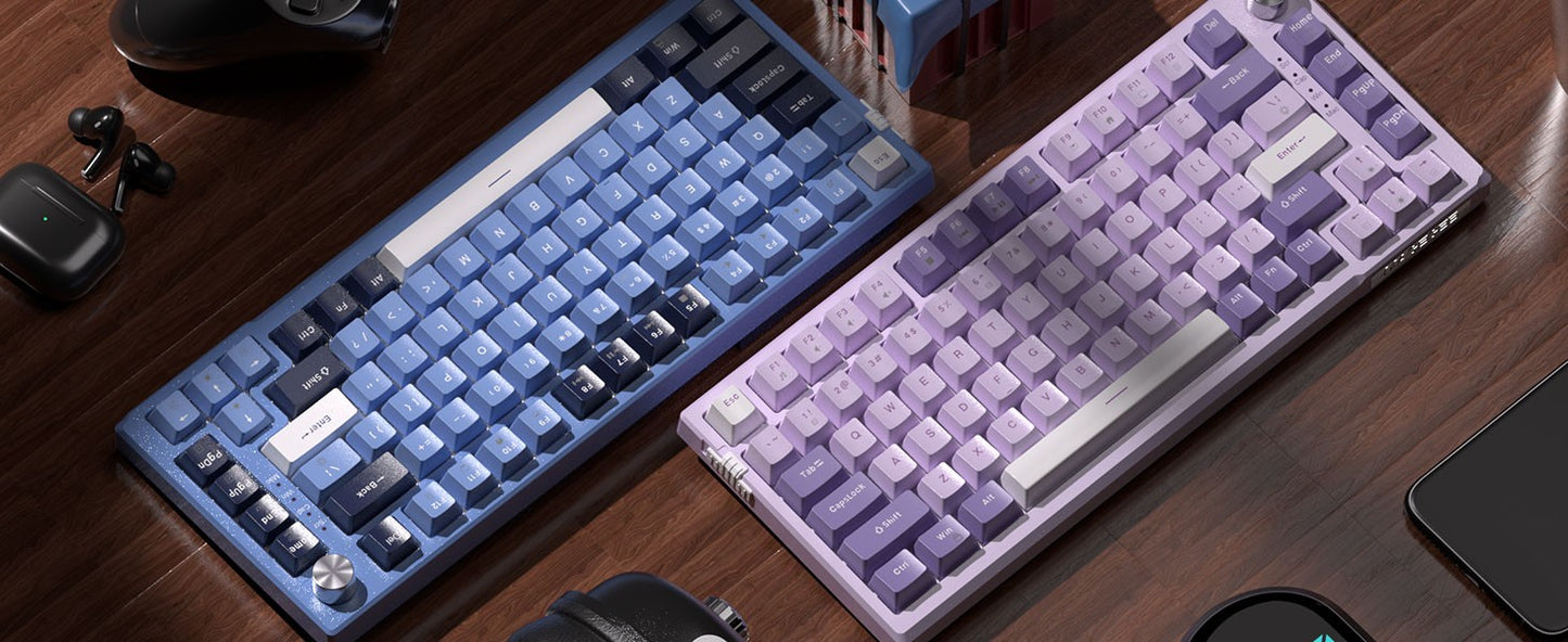Teclado Mecânico Gamer MageGee SKY81 75%, RGB Gasket Hot Swappable com Fio Personalizado, Amortecimento de Som Cremoso com Botão