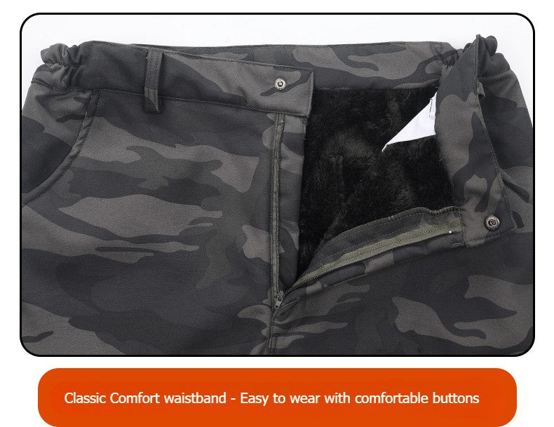 Calças Masculinas de Pena de Inverno, Grossas, de Lã, Perna Reta, Estilo Puffer, Cargo, Quentes, à Prova de Vento, para Escalada e Esqui ao Ar Livre