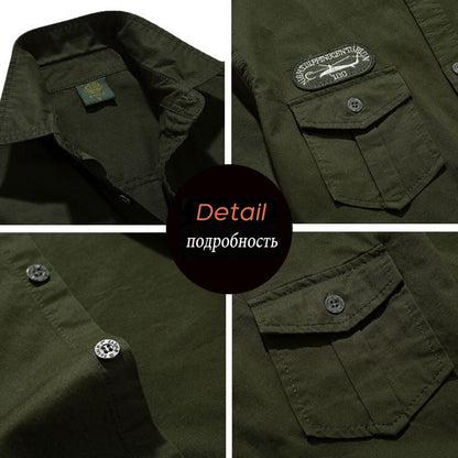 Spring Autumn New Men Long Sleeve Cargo Polo Shirt Casual Fashion Cotton Shirt Male Tactic Military Embroidery Tops