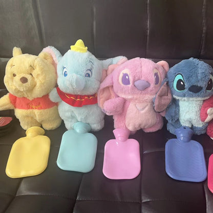 in stock Disney Stitch Angel Lotso Pooh Bear Dumbo Plush Hand Warm Bottle Hot Water Bottles Portable Warm Hand Bag Girl Gift