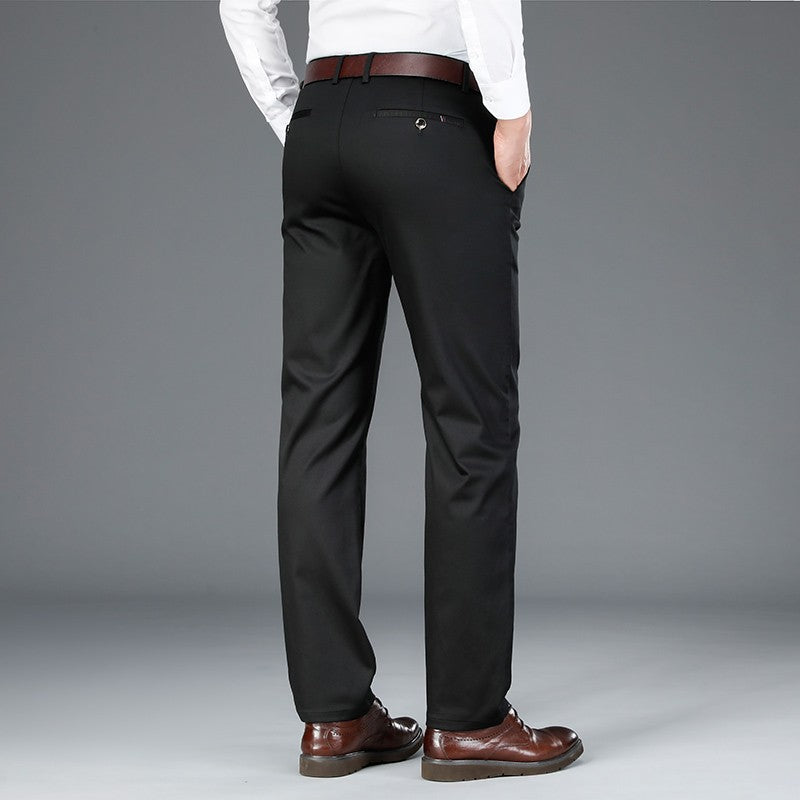 2023 Primavera Novas Calças Casuais Masculinas de Fibra de Bambu Estilo Clássico Negócios Moda Calças Cáqui Elásticas de Algodão Roupa Masculina de Marca