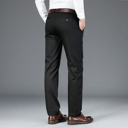 2023 Primavera Novas Calças Casuais Masculinas de Fibra de Bambu Estilo Clássico Negócios Moda Calças Cáqui Elásticas de Algodão Roupa Masculina de Marca