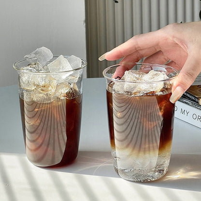 Copos de café gelado Copo de vidro estético Garrafa de água Copos para beber Utensílios de mesa decorativos Caneca de café gelado Copo de coquetel