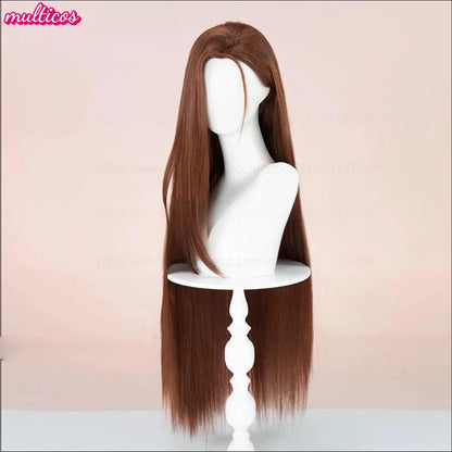 Peruca de Cosplay Hyuna de Alta Qualidade Alien Stage Peruca de Cosplay Longa e Lisa Castanha Resistente ao Calor Cabelo Sintético Perucas de Anime de Jogos + Touca de Peruca