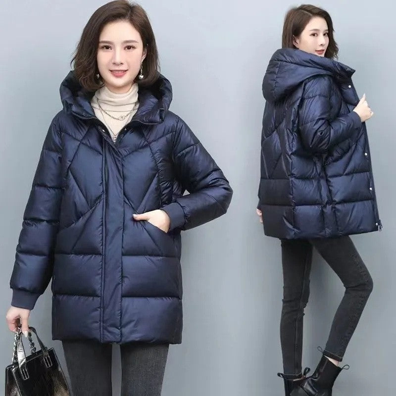 2023 Hooded Cotton Coat Women's Mid-Length Winter Jackets Elegant Mother's Parkas Padded Jacket Thick Down Padded Jacket Vintage