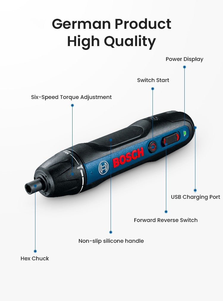 Bosch Parafusadeira Elétrica GO2 GO3 USB Recarregável Multifuncional Furadeira Manual Sem Fio Ferramentas Elétricas Manutenção Doméstica Reparo