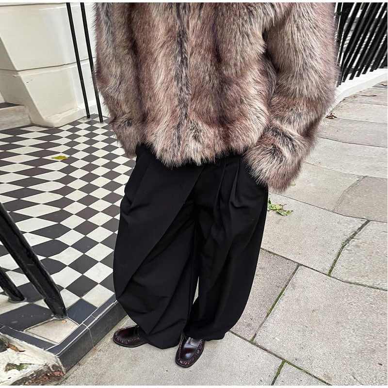 Warm Women's Hooded Faux Fur Cropped Coats Loose V-neck Full Sleeve Thicken Jacket Female 2025 Autumn Winter Lady Luxury Outwear