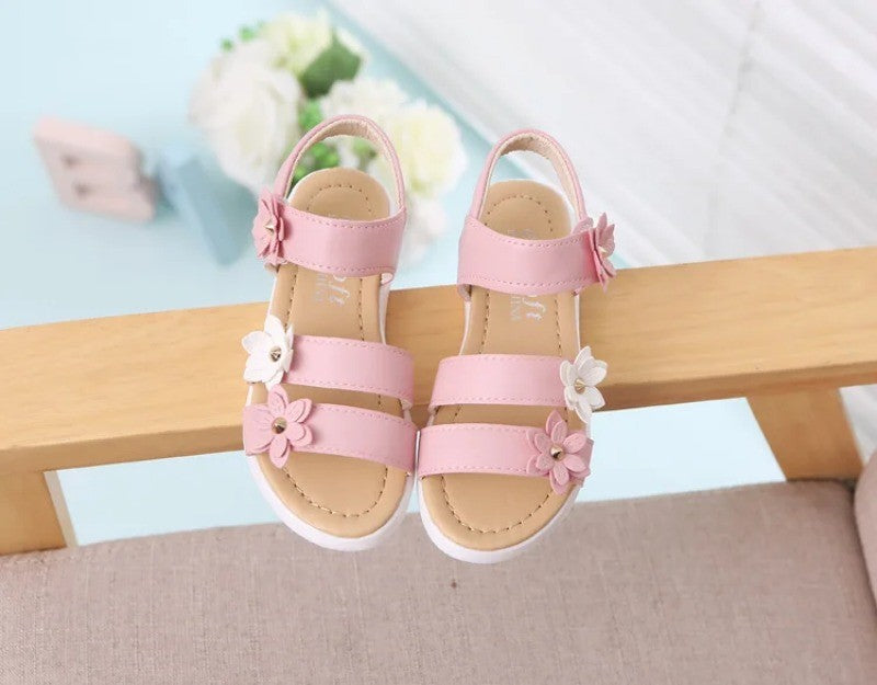 Girls Sandals Gladiator Flowers Sweet Soft Children Beach Shoes Kids Summer Floral Sandals Princess Fashion Cute High Quality