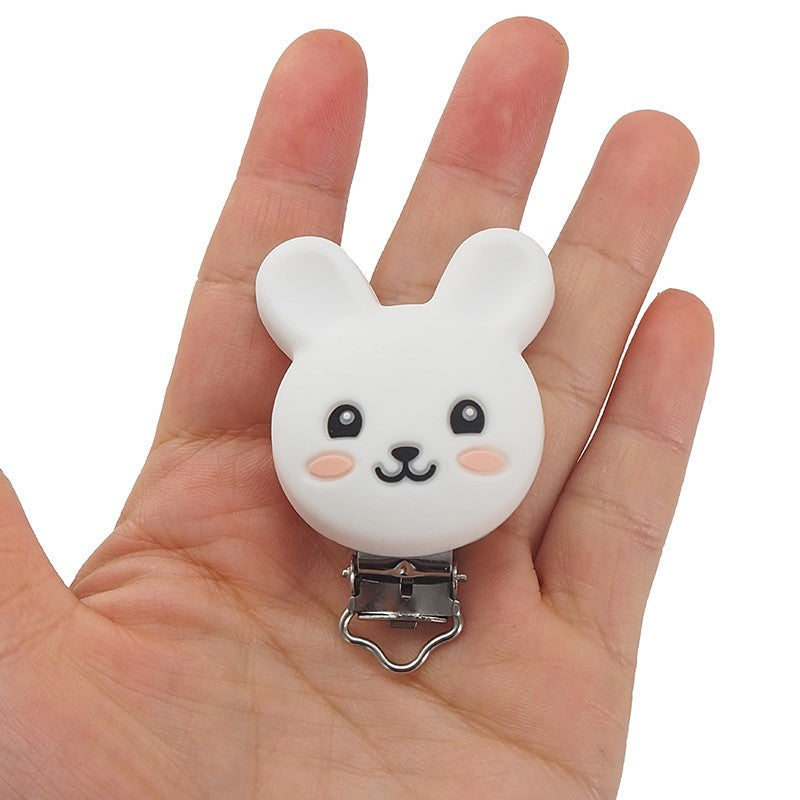 Chenkai 10PCS Round Bear Star Silicone Teether Clip DIY Baby Pacifier Dummy Chain Holder Soother Nursing Jewelry Toy Clips