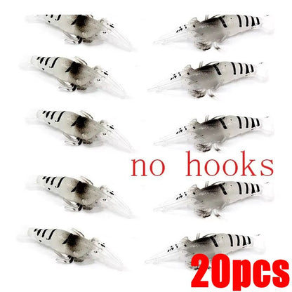 10/20/30 PEÇAS Isca Macia de Camarão para Pesca com Anzol, Iscas Artificiais Crankbaits para Pesca, Iscas Artificiais Wobblers para Pesca de Arrasto