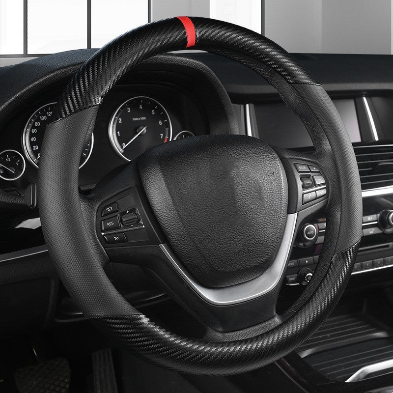 Capa para Volante de Carro em Couro Preto 15'' Respirável Antiderrapante Proteção Automotiva Formato O