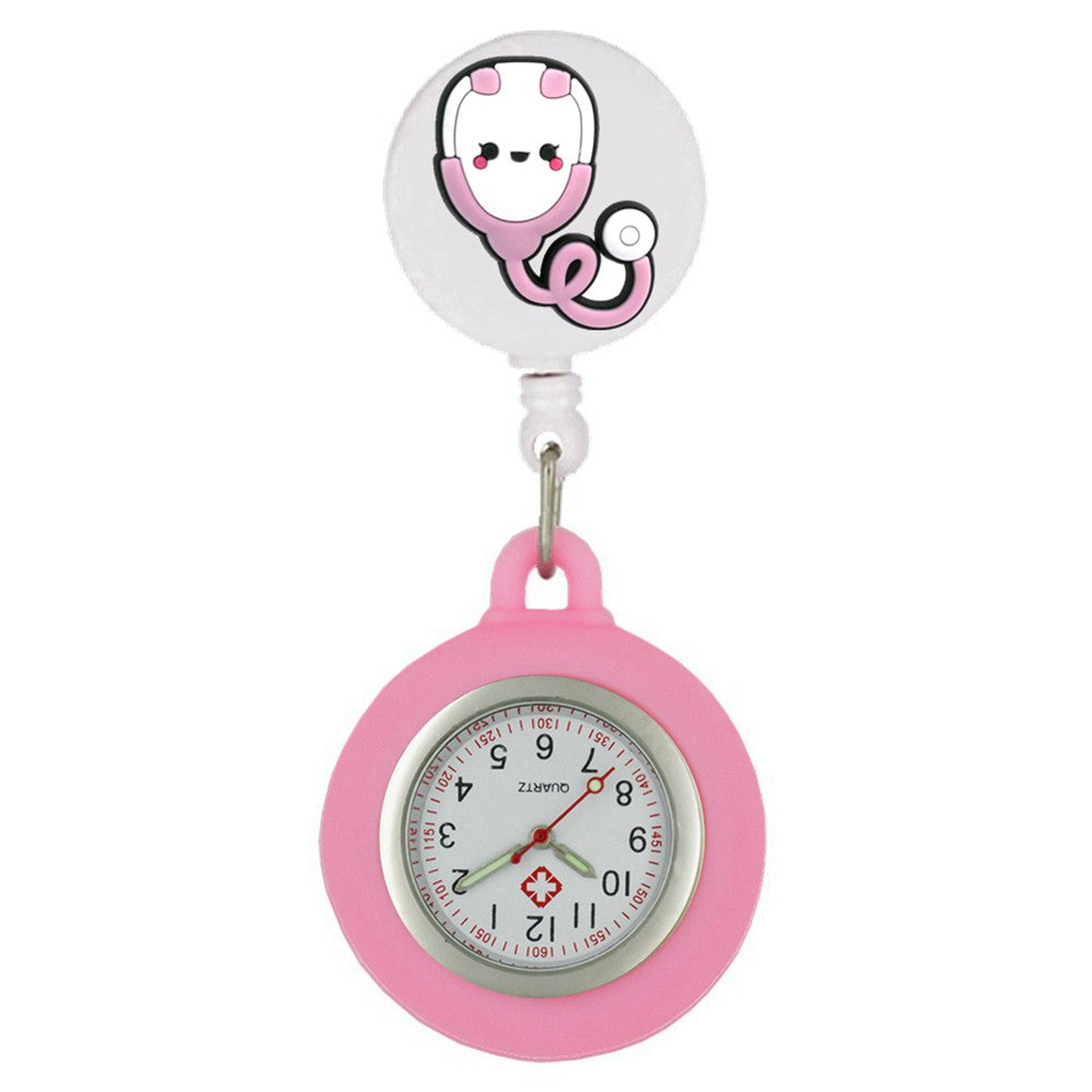 Lovely Hospital Medical Nurse Doctor Icons Cartoon FOB Pocket Watches Fashion Accessories Unisex Women Mens Clip Hang Clock Gift