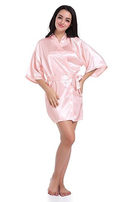 RB030 Sexy Large Size Sexy Satin Night Robe Lace Bathrobe Perfect Wedding Bride Bridesmaid Robes Dressing Gown For Women