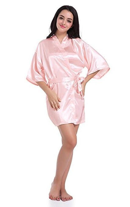 RB030 Sexy Large Size Sexy Satin Night Robe Lace Bathrobe Perfect Wedding Bride Bridesmaid Robes Dressing Gown For Women