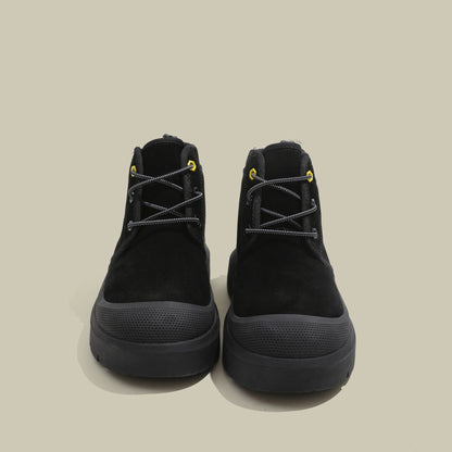 Fujin 4cm New Synthetic Suede Genuine Leather Spring Autumn Ankle Booties Chunky Sneakers High Brand Big Size Plush Women Shoes