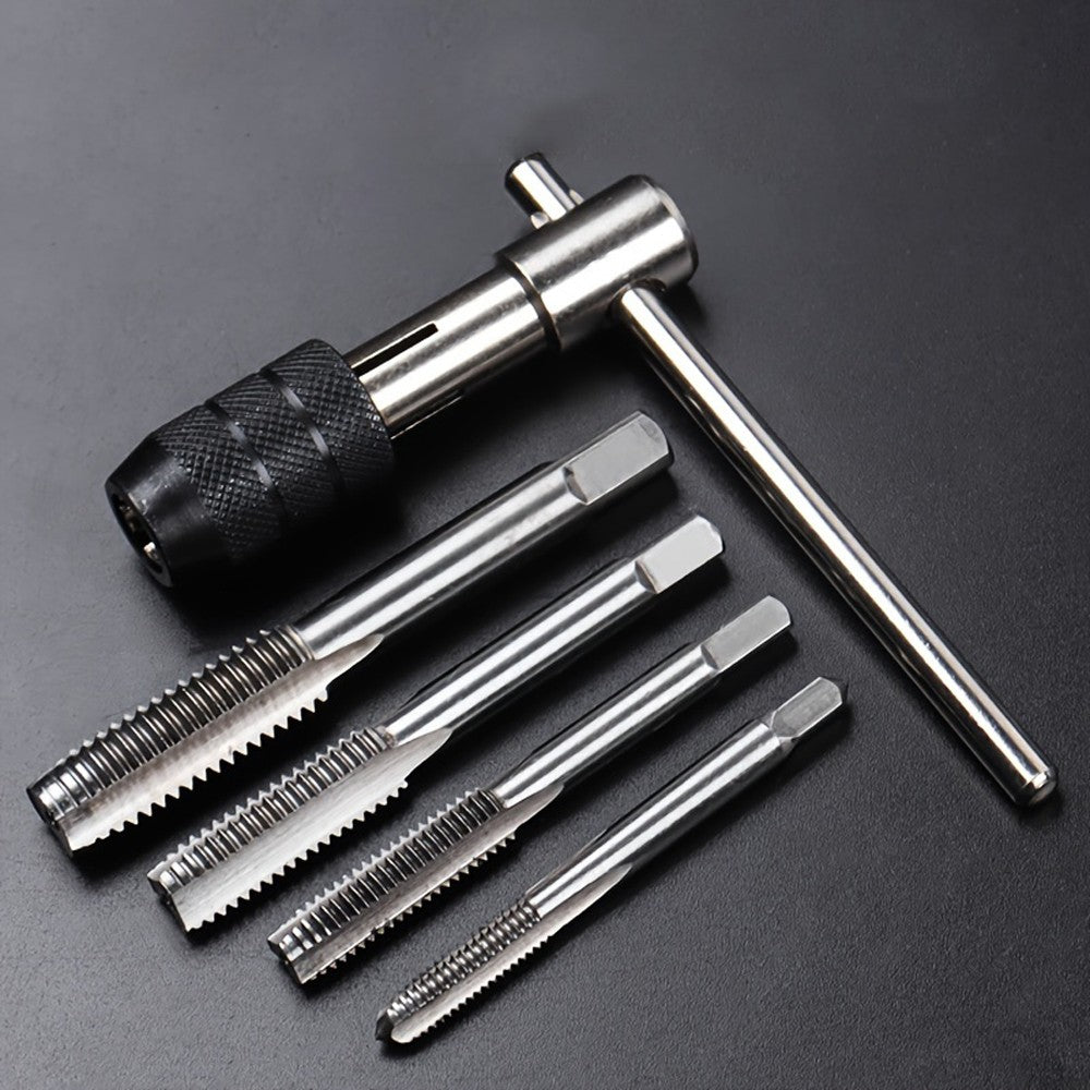 Conjunto de 6 peças de machos de roscar métricos, chave tipo T, ferramentas de roscar M3-M8, para metal, madeira e plástico, conjunto de chaves para machos de roscar manuais
