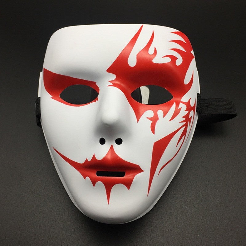 Halloween Props Masquerade Performance Full Face Mask Hand-painted White Street Dance Adult Eye Mask Death Clown Black Gold