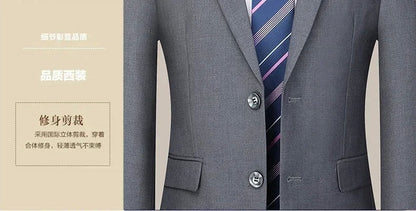 S-8XL New  (Blazer+ Pants) Men's Fashion Business Gentleman Trend Slim-fit Casual Wedding Travel Plus-size Solid Color Suit