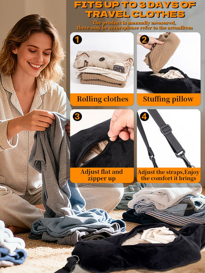 Comfortable Travel Pillow Adjustable U-Shaped Neck Pillow Washable Multi-Functional Fillable Portable Pillow Case for Airplane