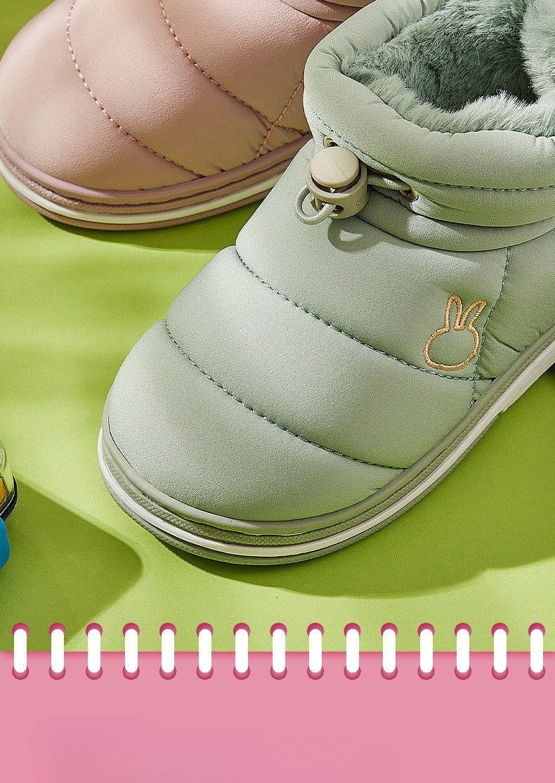 Children's Thick Furry Boots Winter Season Cartoon Warm Shoes Boys Girls Kids Home Cotton Slippers Heel Outdoor Baby Snow Boots