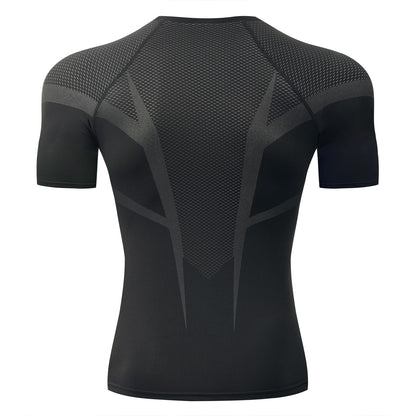 Men's Gym Compression Running Shirt Tight Short Sleeve Sports T-Shirt Fitness Training Workout Breathable Homme Athletic Shirt