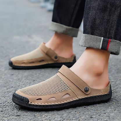 Soft Sole Male Simple Slippers Breathable Mens Summer Sneakers Casual Half Shoes Leisure Walk Half Drag Outdoor Non-Slip Sandals