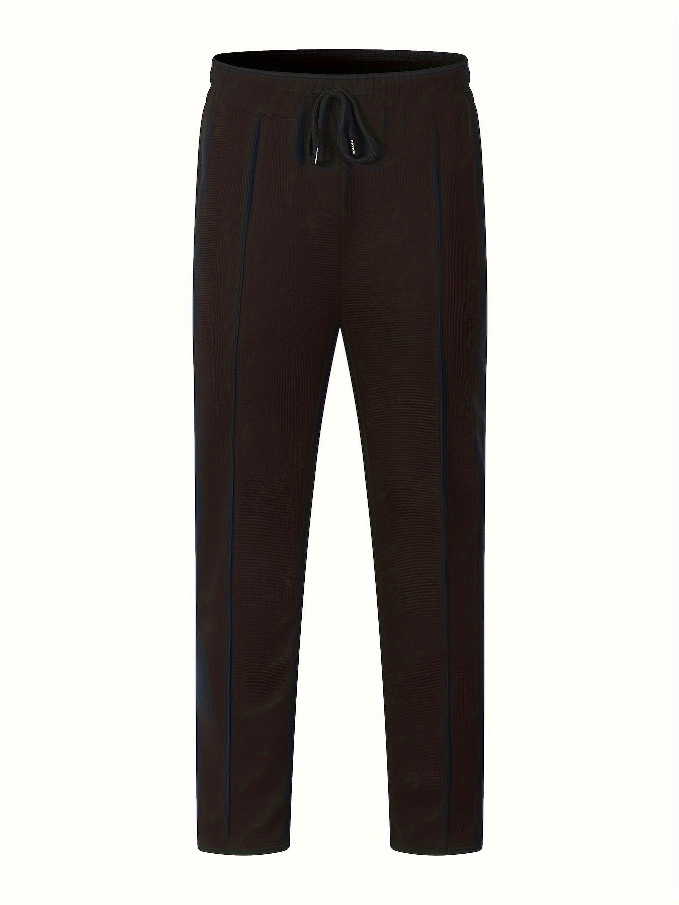 Calça Masculina Casual de Waffle de Cintura Média Calça Leve e Elegante Adequada para Todas as Estações