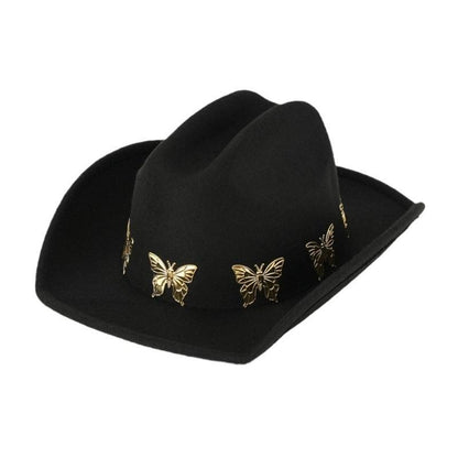 A52E Panama Hat Classical Headwear Decorative Butterly Charm Headwear Photo Props