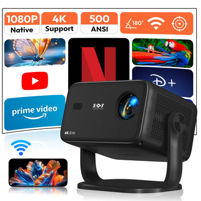 XGODY 4K Native 1080P WiFi6 Android Projector 18000lumen Voice Control AI Auto Focus HD Home Theater Cinema