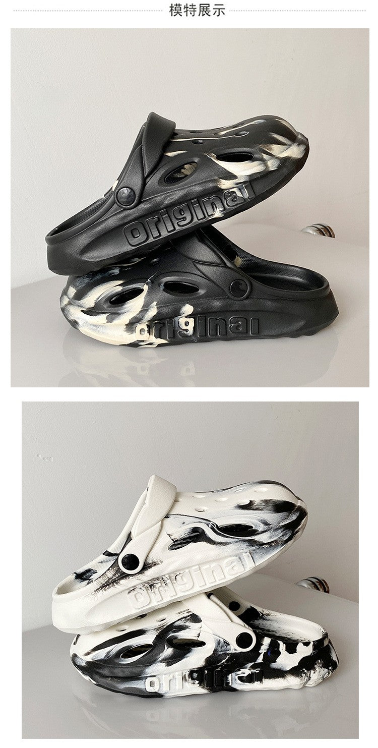 Shevalues Fashion Men Clogs Slippers Casual Hole Beach Sandals Outdoor Men Garden Shoes Summer Soft Sandals Home Bathroom Slides