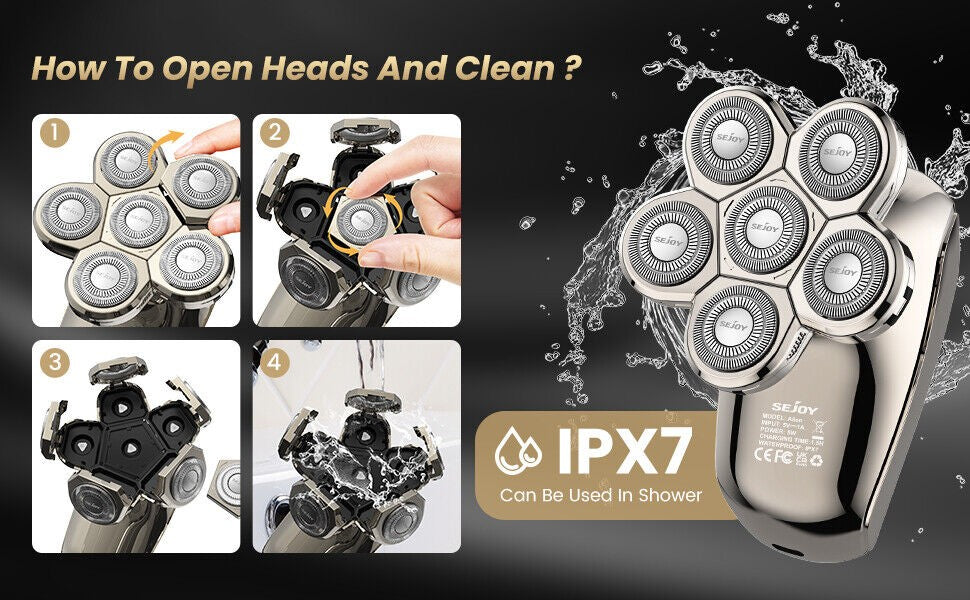 SEJOY Electric Shaver Hair Clipper 5IN1 Beard Trimmer Bald Head Shaver Wet & Dry Men's Electric Hair Trimmer