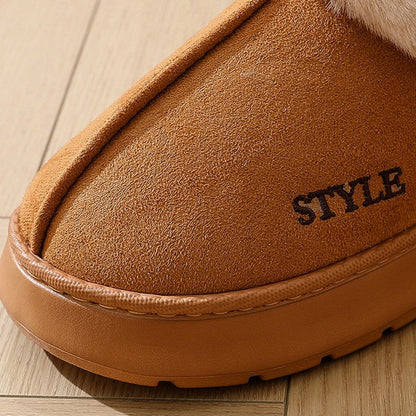 Anti-slip Thick Plush Snow Boots Women Faux Suede Platform Fur Winter Boots Woman Slip On Warm Cotton Padded Shoes Female 45