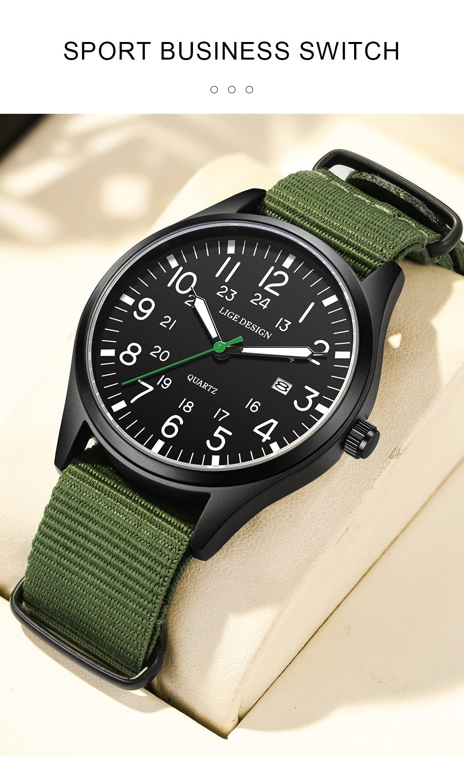 LIGE Top Brand Luxury Men Quartz Watch Date Nylon Leather Waterproof Luminous Military Sports Watches For Men relogios masculino