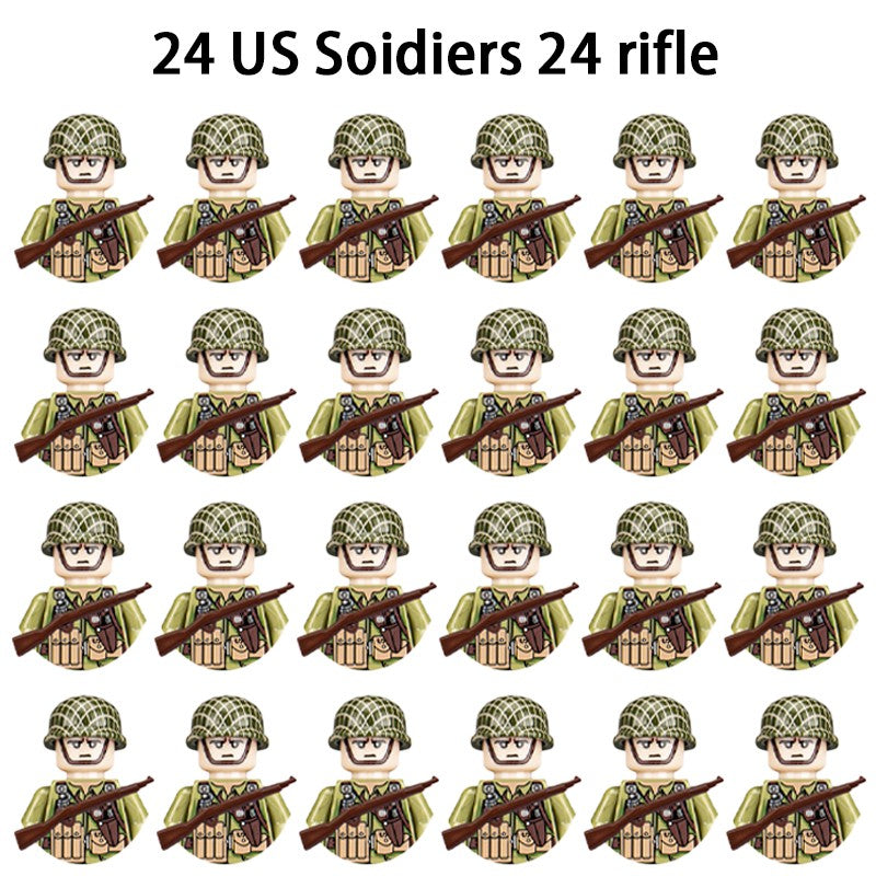 Brinquedos de blocos de montar para crianças: Modelos de Mini Armas de Exército Nacional de Guerra de Soldados de Infantaria da Segunda Guerra Mundial