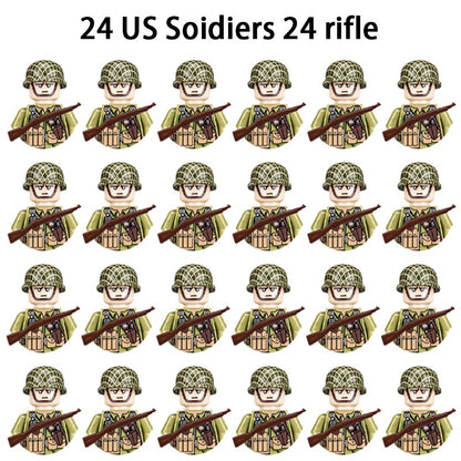 Brinquedos de blocos de montar para crianças: Modelos de Mini Armas de Exército Nacional de Guerra de Soldados de Infantaria da Segunda Guerra Mundial