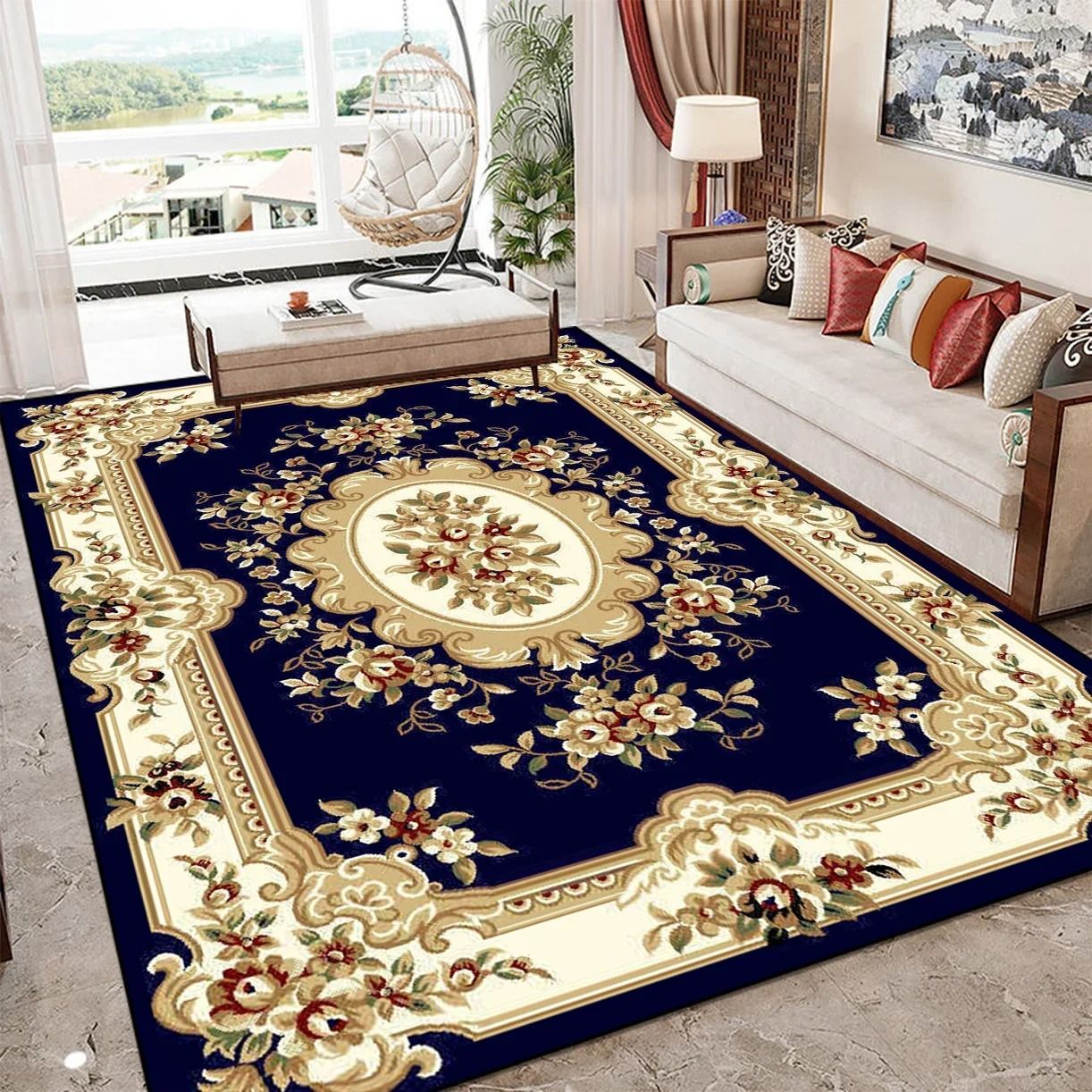 European Style Luxury Large Living Room Carpet Soft Large Area Decoration Home Floor Mats Bedroom Carpet Sofa Custom Floor Mats