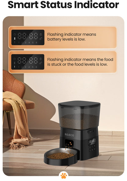 ROJECO Alimentador Automático de Animais de Estimação Versão com Botão Acessórios para Dispenser Automático de Comida para Gatos Alimentador Inteligente para Gatos e Cães Comida Seca