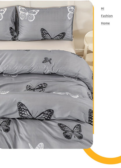 Conjunto de Capa de Edredom com Estampa de Borboleta 3 Peças, Conjunto de Cama Macio e Suave para a Pele Inclui 1 Capa de Edredom e 2 Fronhas