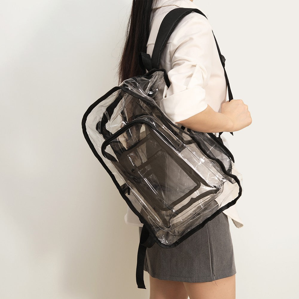 Transparent backpack with large capacity, simple men's and women's bag, outdoor sports, morning jogging and fitness backpack