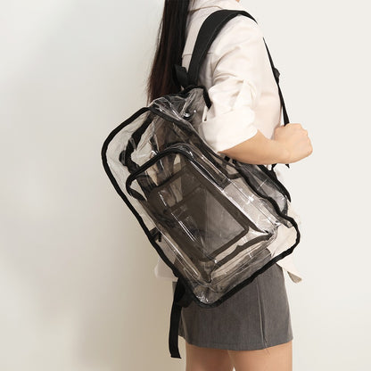 Transparent backpack with large capacity, simple men's and women's bag, outdoor sports, morning jogging and fitness backpack