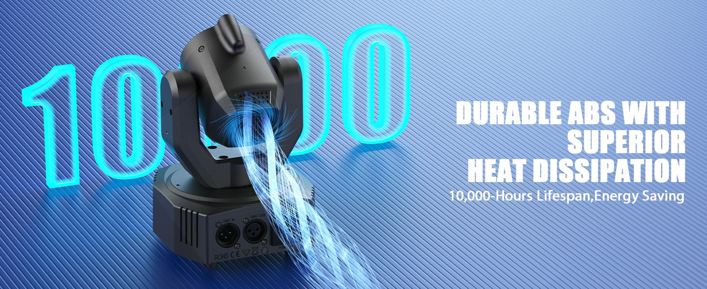 U'King Mini 30W Spot Beam Moving Head Light LED 4IN1 RGBW Effect Strobe Stage Light DMX Sound Activated DJ Disco Bar Party Light
