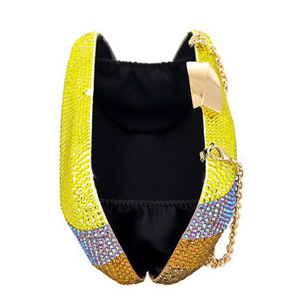 Colorful Rainbow Colors Diamond Evening Purse Wedding Party Crystal Clutch Wallet Bag Banquet Gala Dinner Female Handbag
