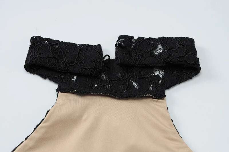 Mozision Lace Halter Backless Sexy Maxi Dress For Women Black Off-shoulder Strap