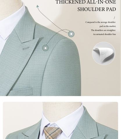 ST Cassy High Quality Men's Suit Summer thin Green  Slim Fit Formal Business Office Men's Suits?jacket+Vest+Pants?