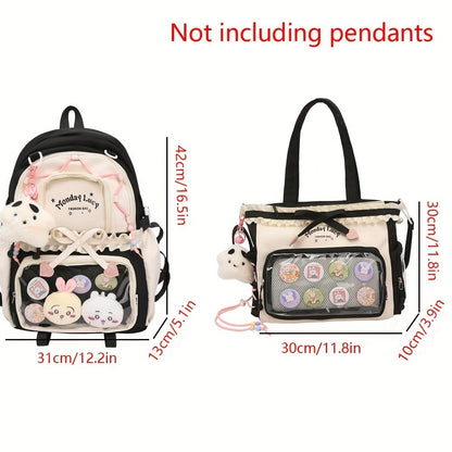 Women's Bag Set Two-Piece Pain Bag Back to School Season Back to School Season Backpack Lace Lightweight Cute Backpack