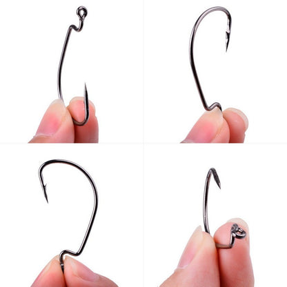 10 pçs/caixa Anzol Offset 8# - 5/0# anzol crank para isca soft worm anzol crankbait pesca acessórios pesca anzóis