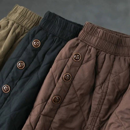 Retro Warm Cotton Quilted Long Midi Skirt High Waist A-Line Skirt for Middle-Aged And ly Women Diamond Patterned f Skirt