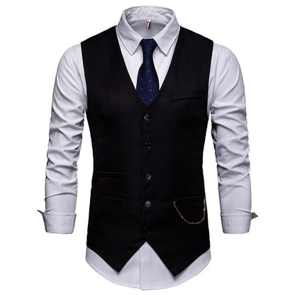 High Quality Men Suit Vest Waistcoat Chain Business Slim Groom Groomsman Wedding Men's Dress Blazer Vests Formal Party V05