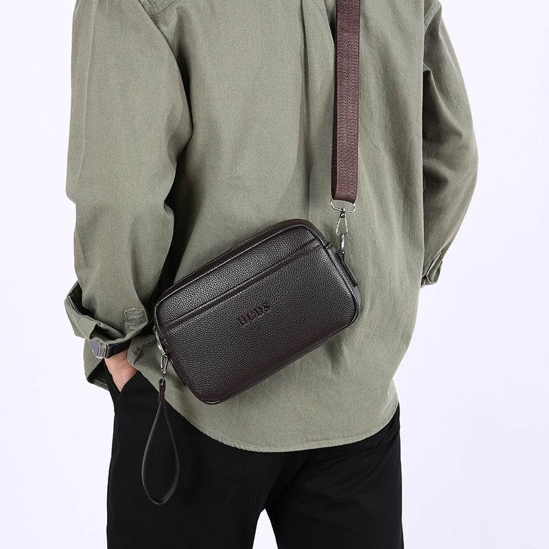 New Style Casual Men's Single Shoulder Bag - Portable Side-Hand Carrying Bag With Wrist Strap - Business-Style Crossbody Bag