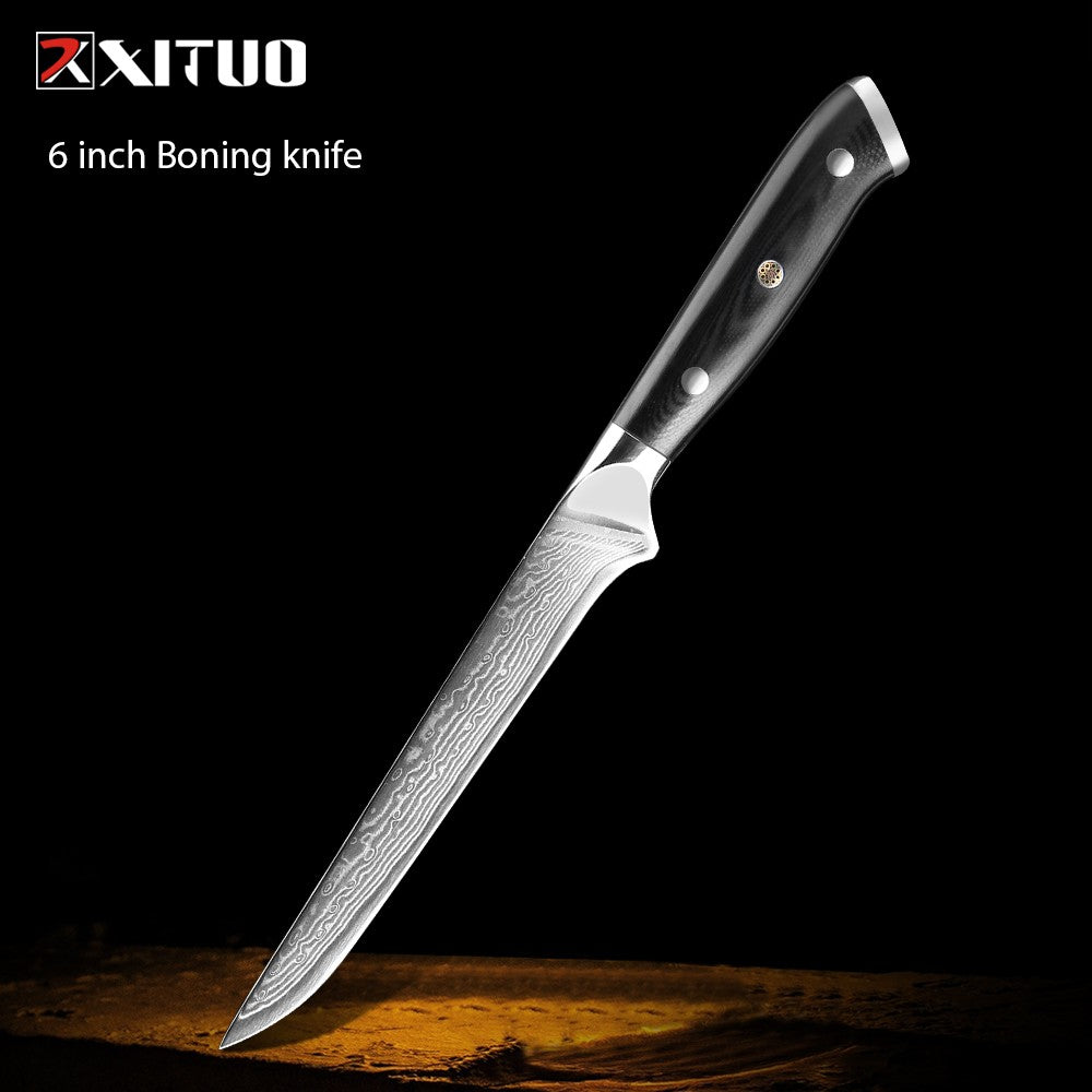 1-9 PCS Chef Knife Set Damascus Steel Kitchen Knives Razor Sharp Cleaver,Paring,Bread,Boning,Chef Special Knife With G10 Handle